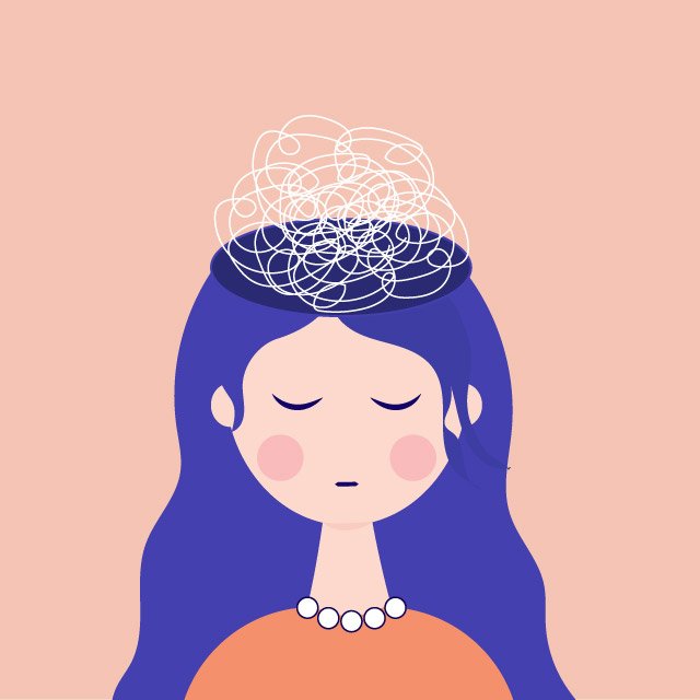 Ilustración de una mujer con ansiedad